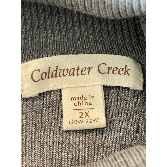 Coldwater Creek gray mock neck silk blend short sleeve sweater top 2X 20w - Picture 3 of 7